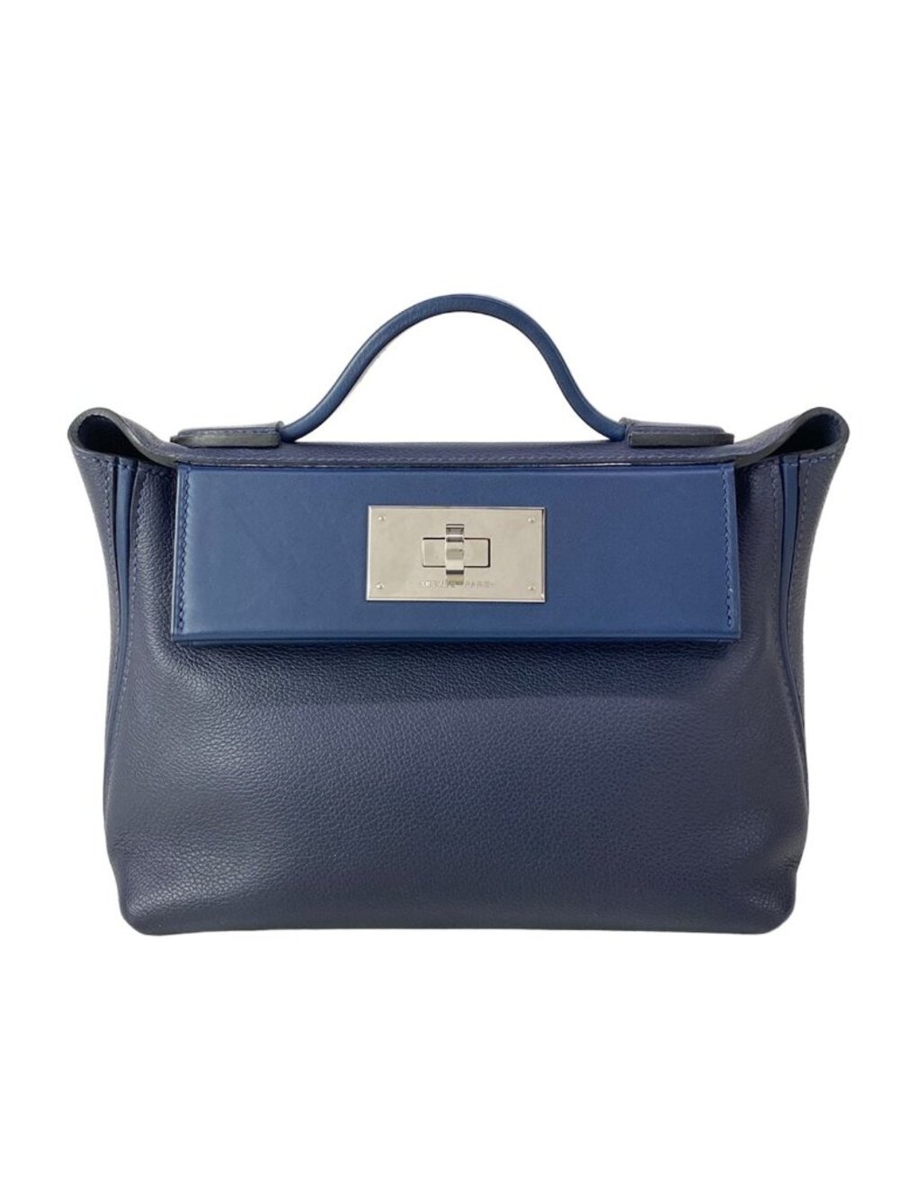Hermes Handbag Sac 24/24/24 Vanquatre Mini 21 Verso Bleu Nuit Blue Navy Silver